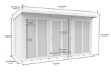 12ft x 5ft Pent Summer House (Full Height Window)