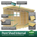 18ft x 8ft Pent Summer Shed